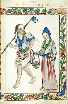 She or Hakka Chinese Merchant with Wife from  Ming Dynasty China