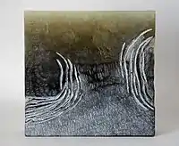 Winter landscape (Storm)', molten glass, cut and engraved, 39 x 40 cm, 2010