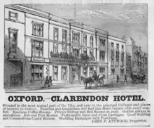 Advertisement for a hotel on newsprint