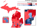 Results shaded by the percentage of the party vote in each district