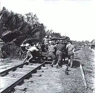 Jeep train on a portable turntable in Kimanis, Borneo