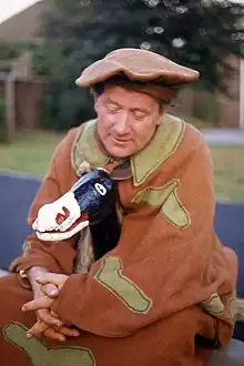 The original Abbots Bromley hobby horse in costume, c.1976