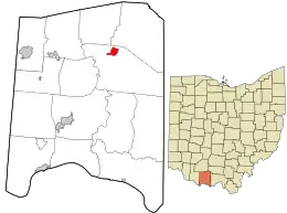 Location in Adams County and the state of Ohio.