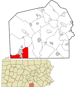 Location in Adams County and the state of Pennsylvania.