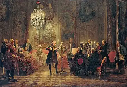 Frederick the Great Playing the Flute at Sanssouci , 1852