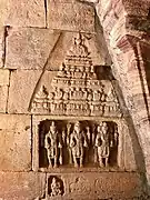 Vishnu, Shiva and Brahma in a small rock carving monument