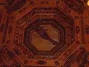 Anatomical Theater. Wooden ceiling with statue of Apollo.