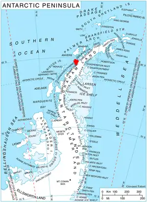 Location of Kyiv Peninsula in Graham Land, Antarctic Peninsula.