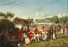 Farmboys and Girls Gather for Outdoor Merrymaking on a Holiday Afternoon (1847)
