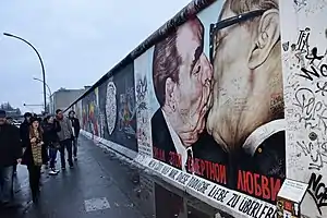 My God, Help Me to Survive This Deadly Love - a picture of Leonid Brezhnev and Erich Honecker in a socialist fraternal kiss.