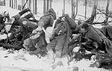 Image 28Soviet soldiers killed during the Toropets–Kholm Offensive, January 1942. Officially, roughly 8.6 million Soviet soldiers died in the course of the war, including millions of POWs. (from World War II casualties)