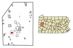 Location of Connoquenessing in Butler County, Pennsylvania.