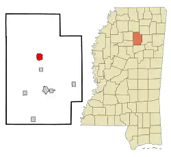 Location of Bruce, Mississippi