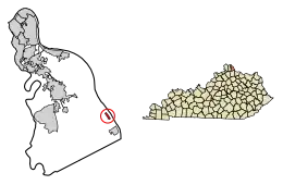 Location of California in Campbell County, Kentucky.