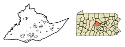 Location of Milesburg in Centre County, Pennsylvania