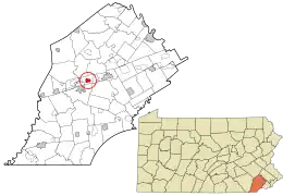 Location in Chester County and the state of Pennsylvania.