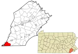 Location in Chester County and the state of Pennsylvania.