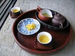 Image 25A traditional Chinese tea culture (茶艺,茶藝) set and three gaiwan. (from Chinese culture)