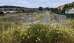 By the South San Francisco BART station, looking northwest along the border with Colma