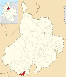Location of the municipality and town of Albania, Santander in the Santander Department of Colombia.