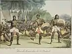 Men's dance in the Sandwich Islands, by Louis Choris, 1816, published 1822, National Library of New Zealand