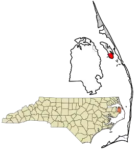 Location in Dare County and the state of North Carolina.