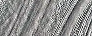 Close, color view of Lineated Valley Fill, as seen by HiRISE under HiWish program Location is Ismenius Lacus quadrangle.
