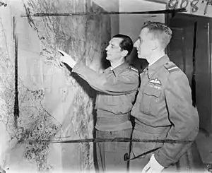Air Vice-Marshals W Elliot and G H Mills at BAF Headquarters, Bari 1945.