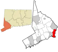 Stratford's location within Fairfield County and Connecticut