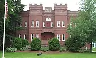 The former armory of Company E of the First Infantry of the Vermont National Guard was built in 1915.  It is now low-income housing.(2017)