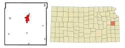 Location within Franklin County and Kansas