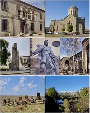 From top left: Gavar Administration • St. Astvatsatsin ChurchWWII Memorial in Downtown GavarHajrapet Khachatryan • Cultural PalaceManuchar Dolak Khachkars • Gavar mountains
