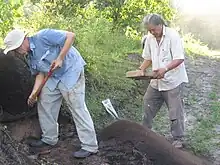 Photograph of George Simon at work in the Berbice Archaeology Project in 2009