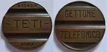 Image 21An Italian gettone telefonico (telephone token) from 1945, which was used in Italian phone booths