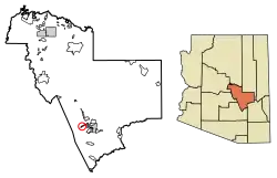 Location of Miami in Gila County, Arizona