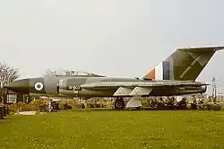 Gloster Javelin FAW9 'XH809' whilst on display during 1974 as RAF Innsworth's gate guardian.