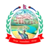 The seal features Prithvi Narayan Shah in the foreground with the outline Gorkha Palace in the background. There is also a balance scale near the outline of palace representing equality. The seal is surrounded by flag of Nepal in the top, two rhododendron flower on each side of the flag and a laurel on the left and right side. A red ribbon with the words Gorkha Municipality, Nepal in Nepali language is at the bottom.