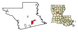 Location of Pollock in Grant Parish, Louisiana.