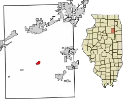 Location of Mazon in Grundy County, Illinois.