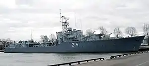 HMCS Haida berthed at Pier 9, on Hamilton Harbour, directly alongside HMCS Star