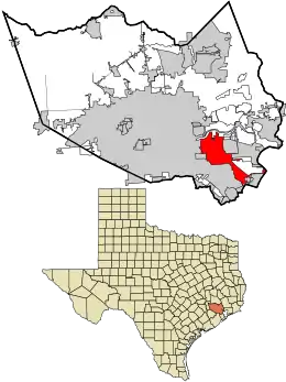 Location in Harris County and the state of Texas