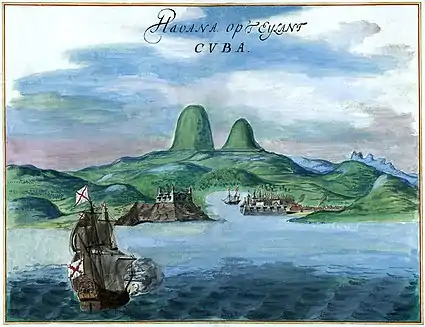 Image 19A watercolor painting of Havana Bay, c. 1639 (from History of Cuba)