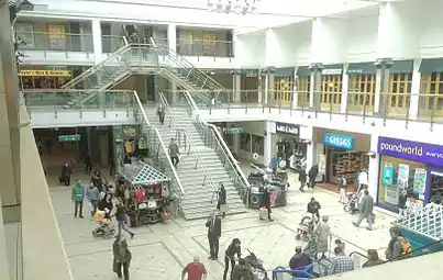 A photo taken in 2015 of the main mall from the escalators outside Primark.