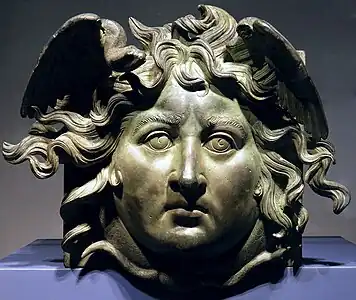 Roman head of Medusa, 37-41 AD, bronze, Museo Nazionale Romano, Palazzo Massimo alle Terme, Rome