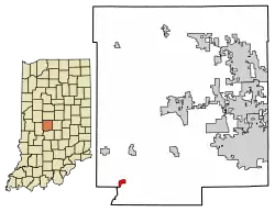 Location of Stilesville in Hendricks County, Indiana.