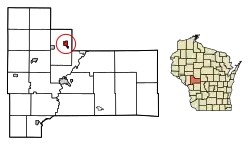 Location of Merrillan in Jackson County, Wisconsin.