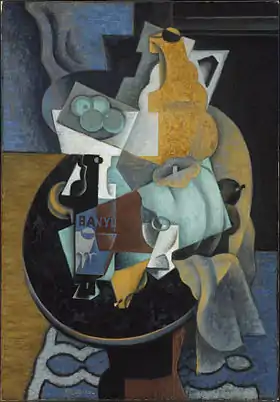 Jean Metzinger, 1916-1918, Fruit and a Jug on a Table, oil and sand on canvas, 115.9 x 81 cm, Museum of Fine Arts, Boston. Published in Paul Erich Küppers, Der Kubismus; ein künstlerisches Formproblem unserer Zeit, 1920