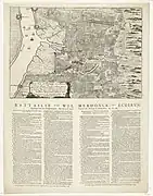 Dutch map and description of the Battle of Ekeren, produced in 1703