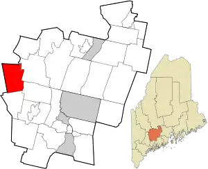 Location in Kennebec County and the state of Maine