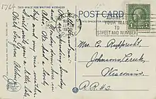 Written portion of the Libbey High School postcard, 1930